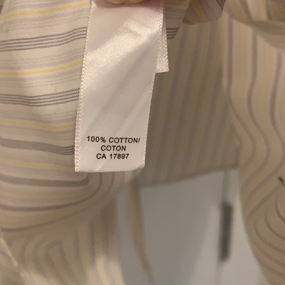 Men's Banana Republic White-grey-yellow Stripe Dress Shirt Size S - Picture 4 of 5